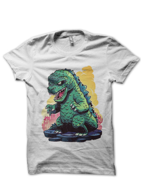 Godzilla Half Sleeve White T-Shirt
