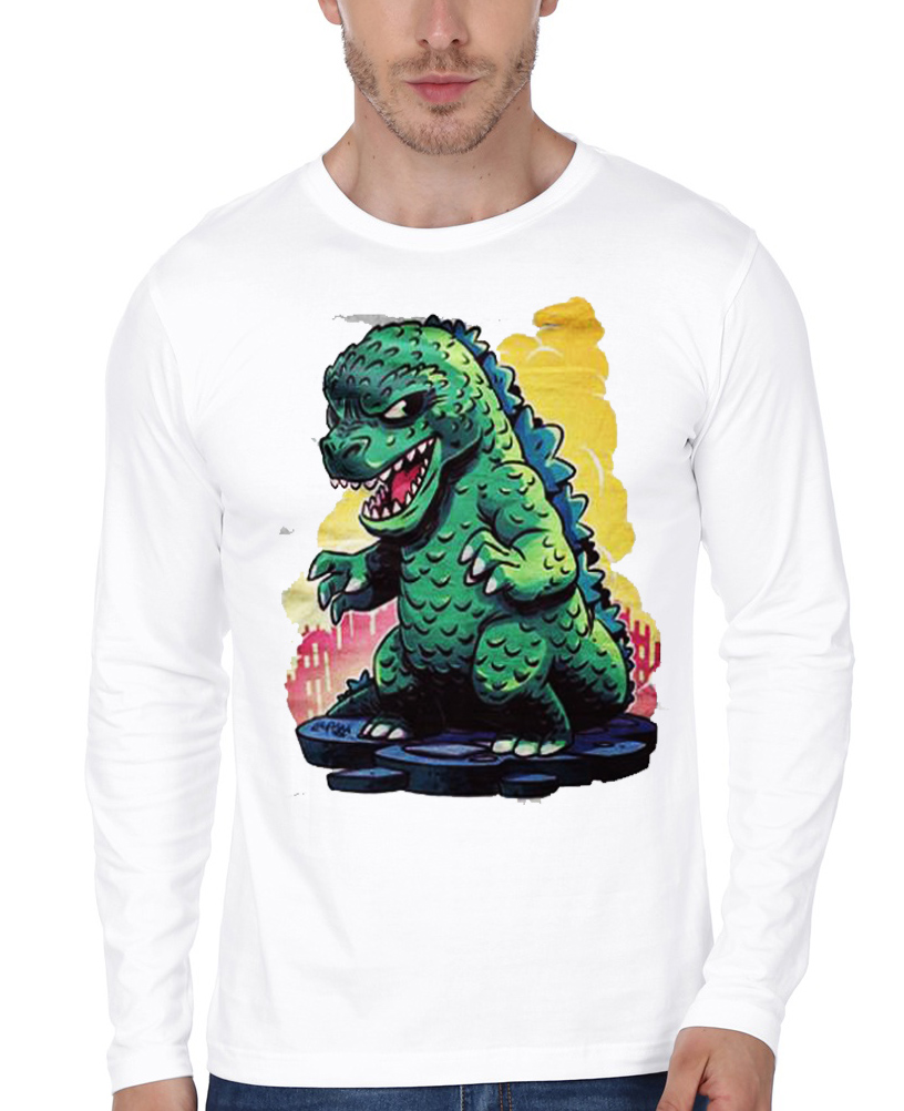 Godzilla Full Sleeve White T-Shirt