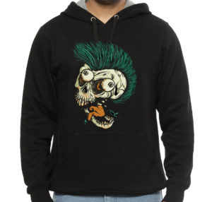 Skull Punk Style Black Hoodie