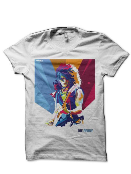 Joe Perry Half Sleeve White T-Shirt