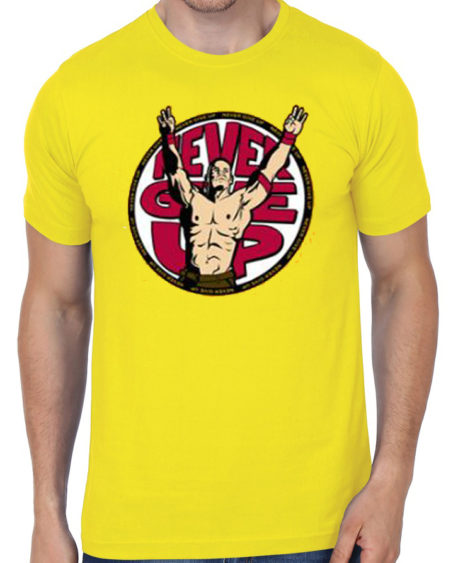 Never Give Up Half Sleeve Yellow T-Shirt