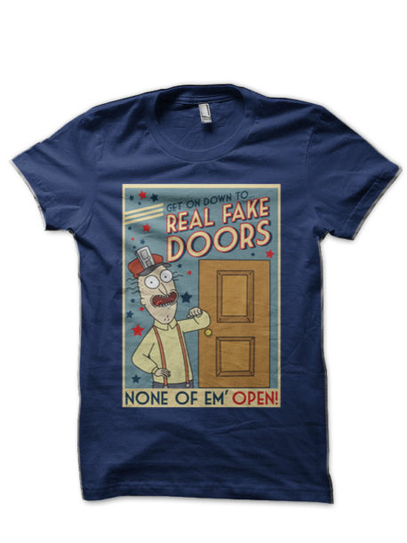 Funny Rick and Morty Real Fake Doors Half Sleeve T-Shirt