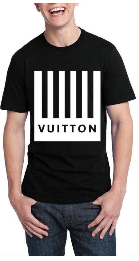 Vuitton Black Half Sleeve Black T-Shirt