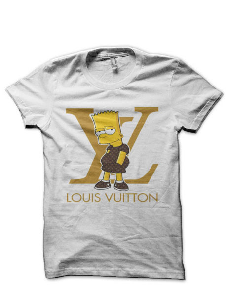 Louis Vuitton Bart Simpson White Half Sleeve T-Shirt