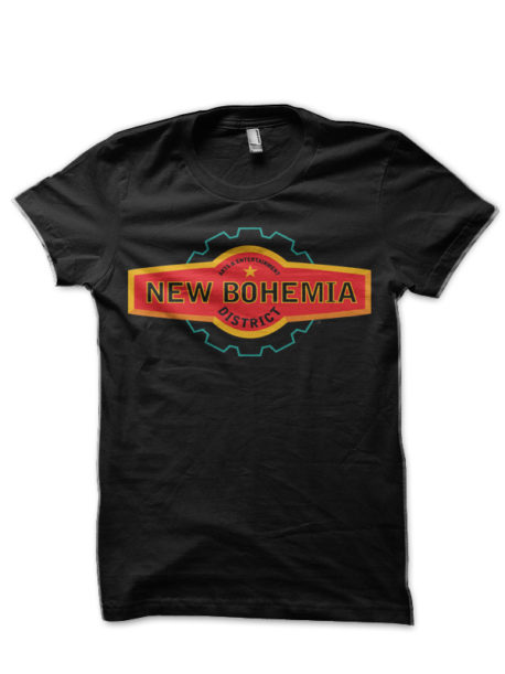 New Bohemia District Black Half Sleeve T-Shirt