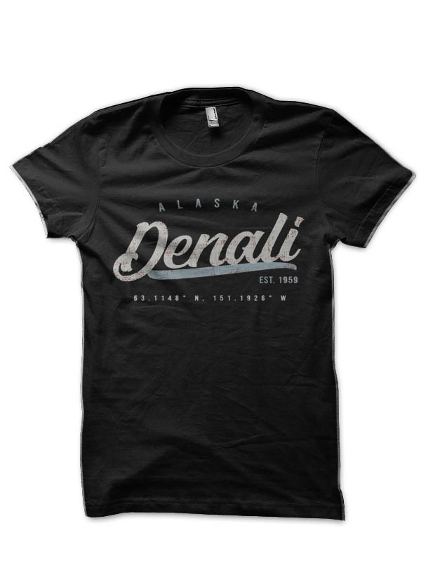 Denali Alaska Black Half Sleeve T-Shirt
