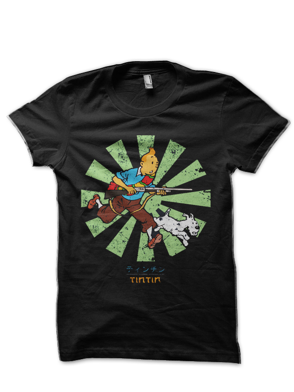 Tintin Black Half Sleeve T-Shirt