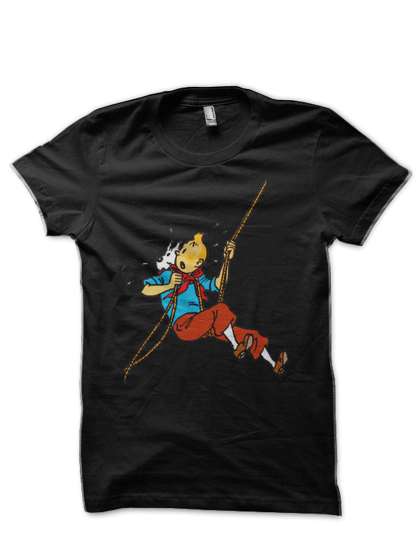 Tintin Black Half Sleeve T-Shirt