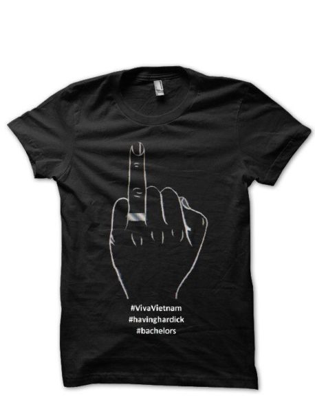 Married Finger Half Sleeve Black T-Shirt
