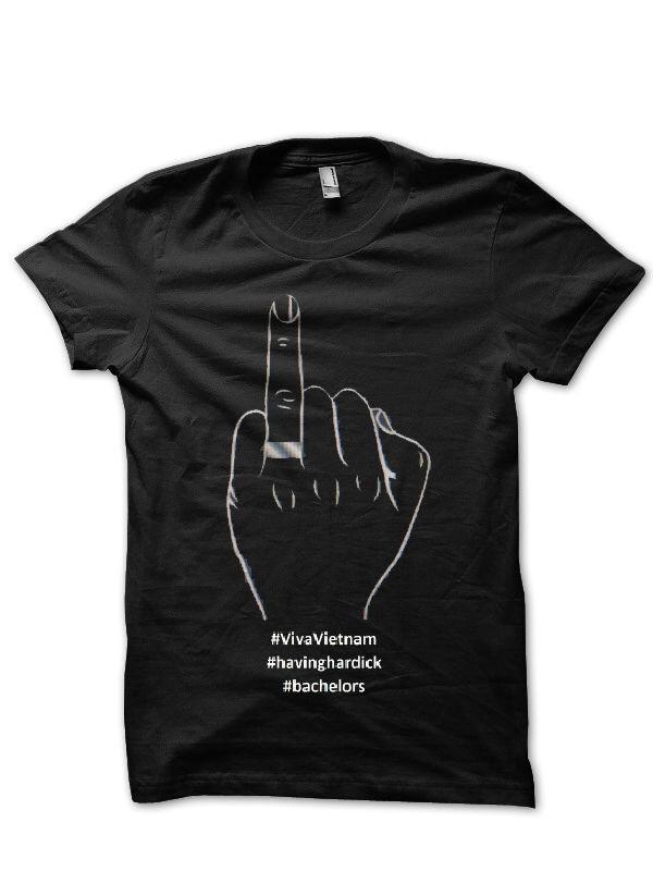 Married Finger Half Sleeve Black T-Shirt