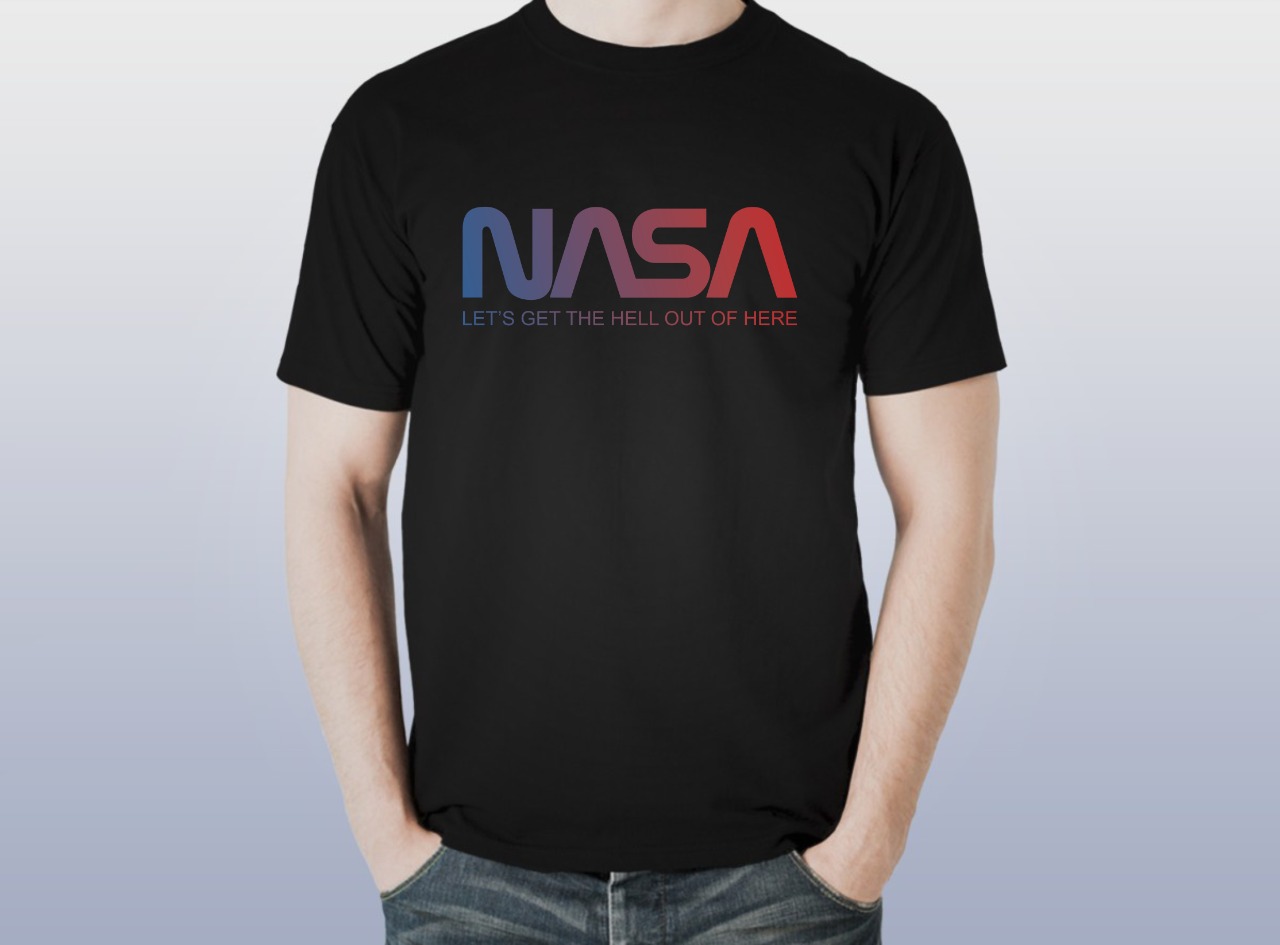 NASA USA Black T-Shirt