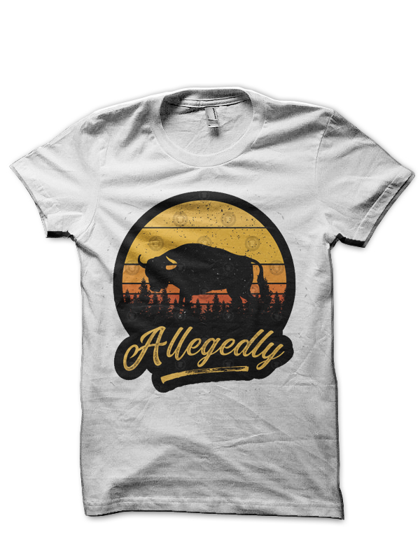 Allegedly Bull Funny Western Vintage Retro Sunset Distressed Half Sleeve T-Shirt