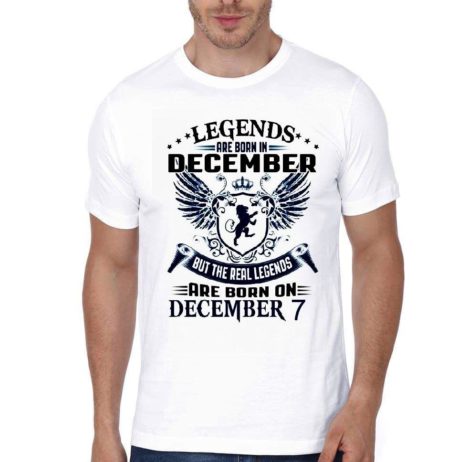 Are Born On December 7 White Half Sleeve T-Shirt