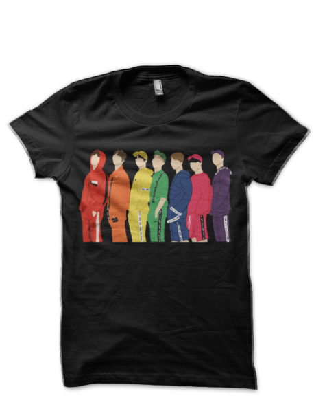 BTS Muster Rainbow Photoshoshoot Black T-Shirt
