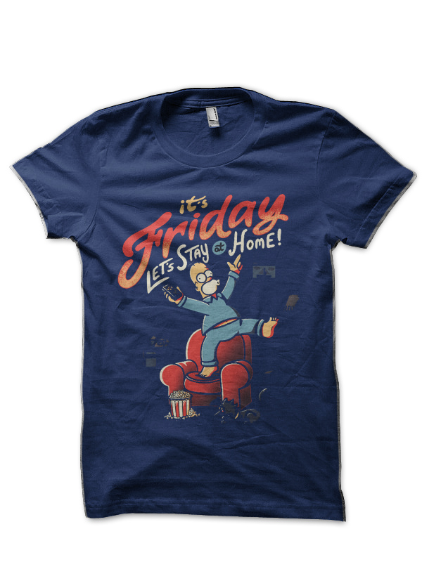 It's Friday! -The Simpsons Navy Blue T-Shirt