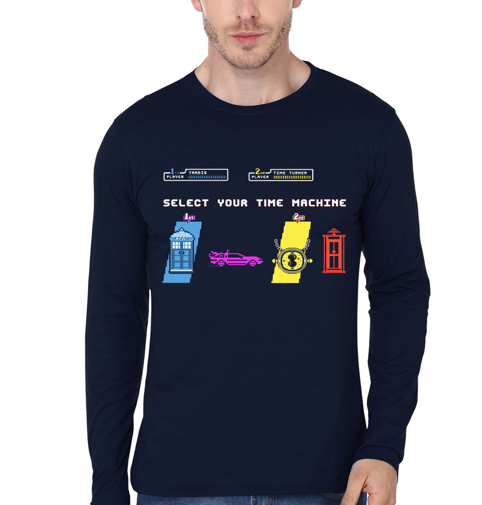 Select Your Time Machine-Back to the Future Navy Blue T-Shirt