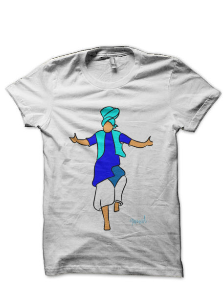Bhangra Dancer blue White T-Shirt