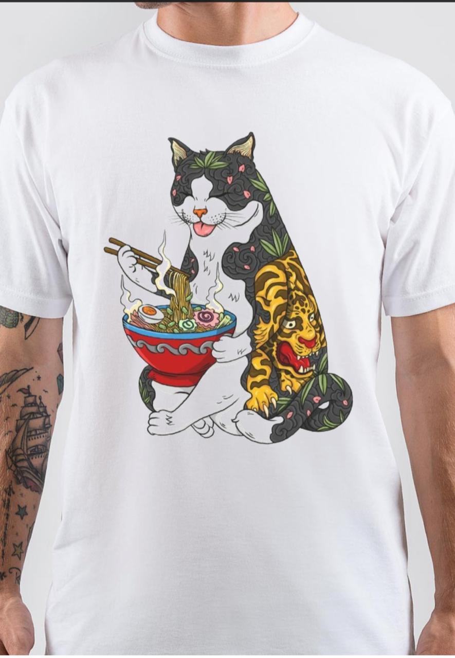 Cat Eating Ramen T-Shirt | Swag Shirts