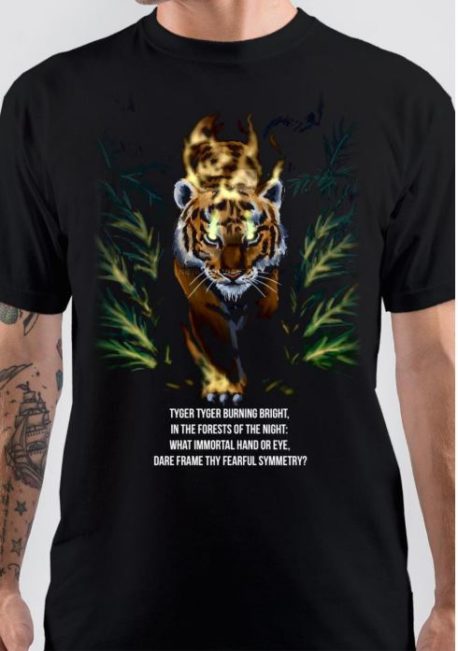 The Tiger Half Sleeve Black T-Shirt