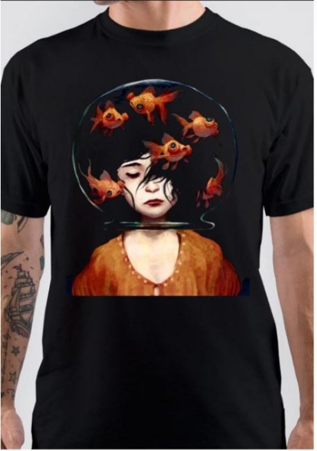 Fish Bowl Half Sleeve Black T-Shirt