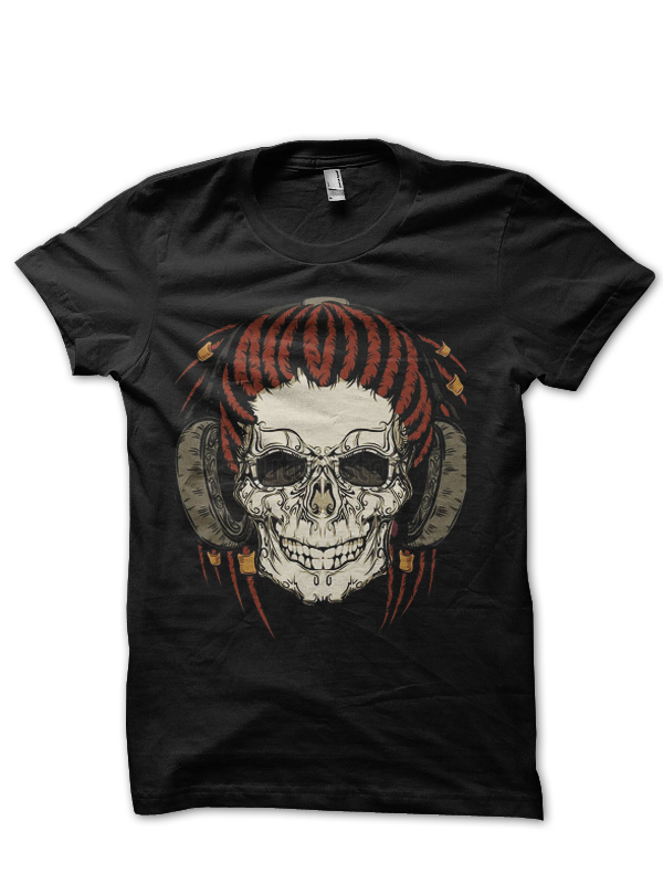 Skull Half Sleeve Black T-Shirt