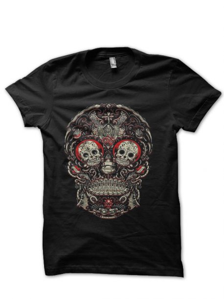 Skull Half Sleeve Black T-Shirt