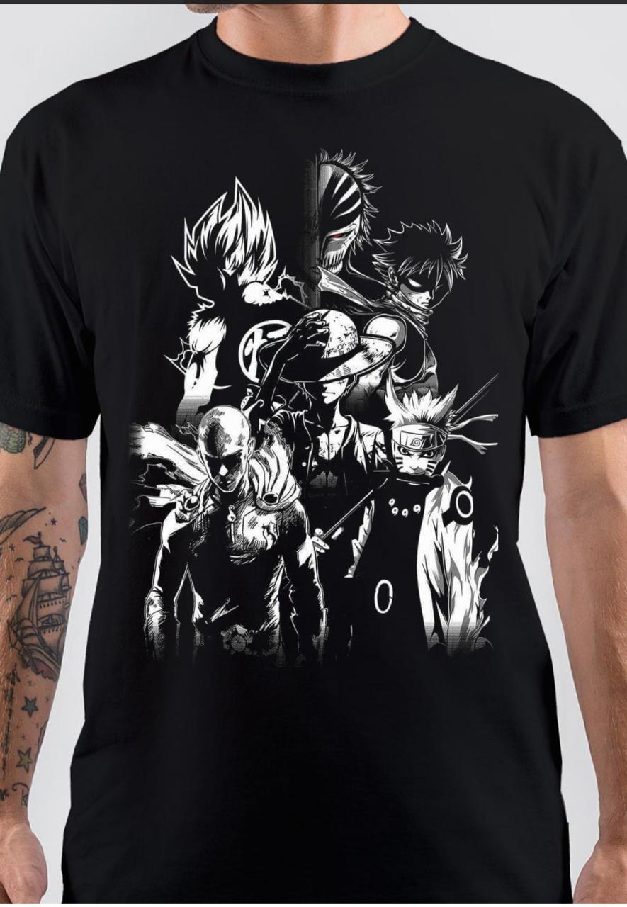 Anime Characters Black T-Shirt - Swag Shirts