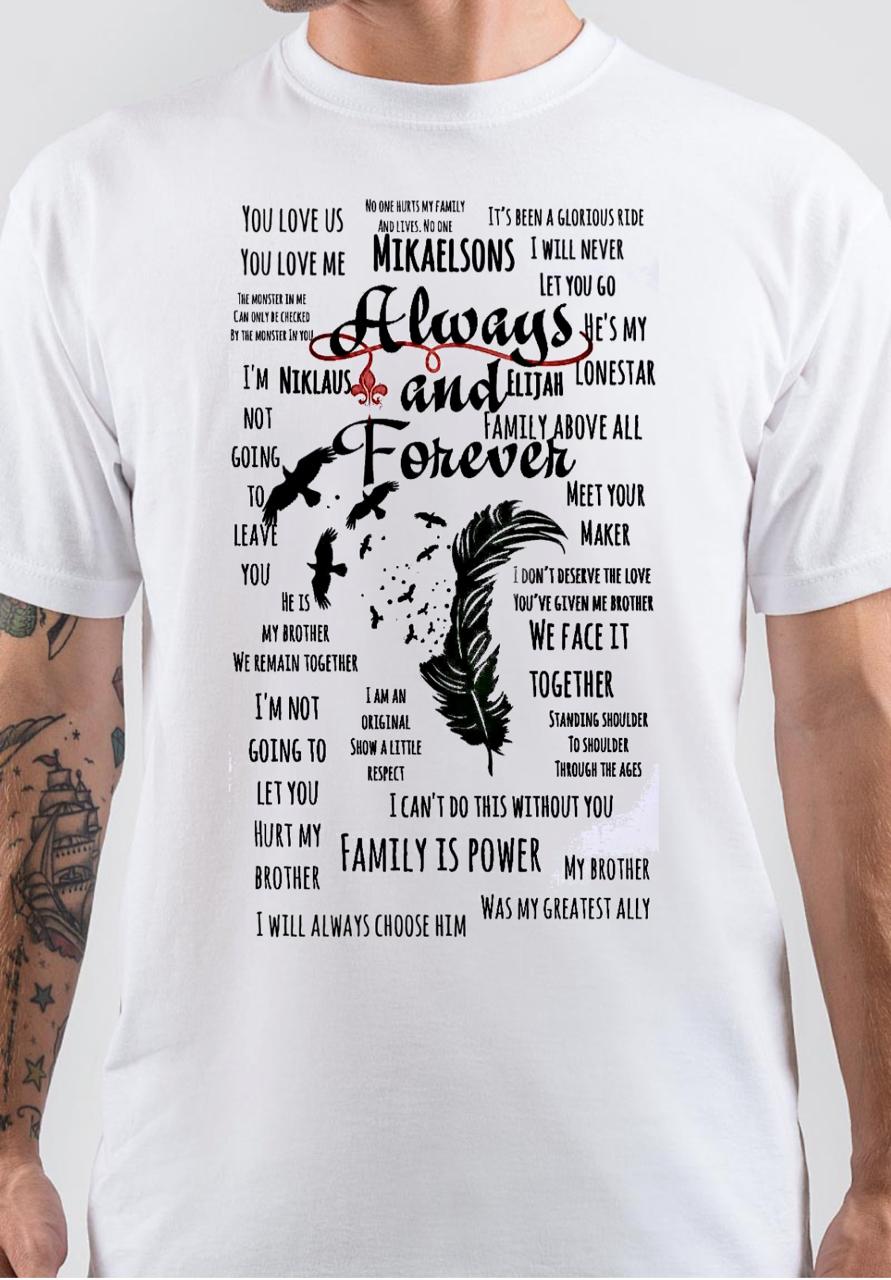 The Vampire Diaries half Sleeve White T-Shirt