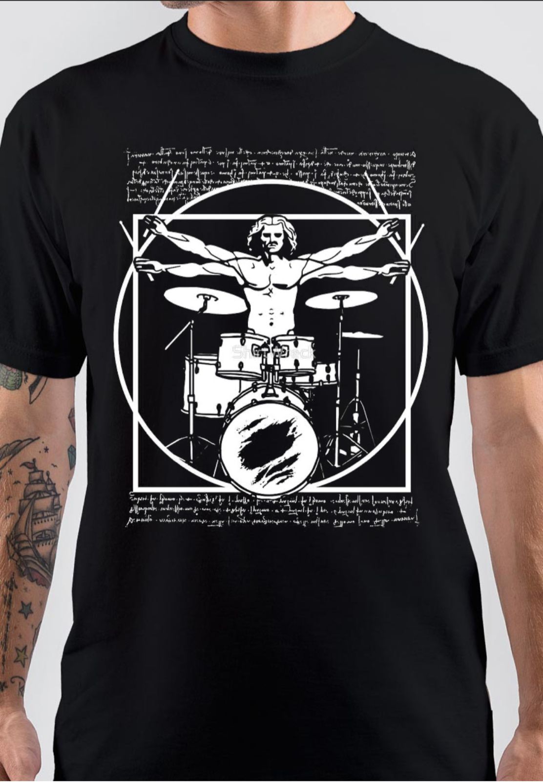 virkelighed Slagskib gave Leonardo Da Vinci Drummer T-Shirt - Swag Shirts