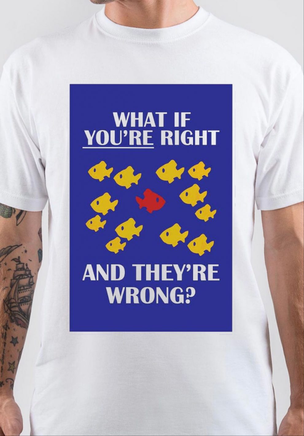 T-shirt Uomo Urban Backwoods – 'What If You're Right And They're Wrong?' – Jersey Pesante 190 G/m², Vestibilità Regolare, Taglie S-5XL - 3