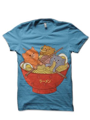 Ramen and cats Light Blue T-Shirt