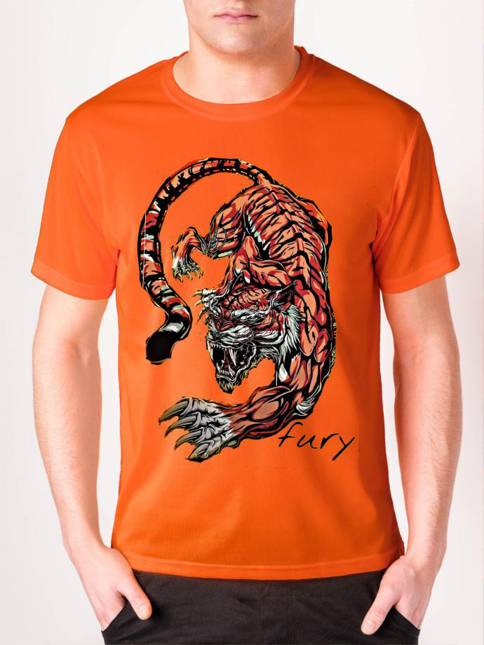 Red Japanese Tiger Orange T-Shirt | Swag Shirts