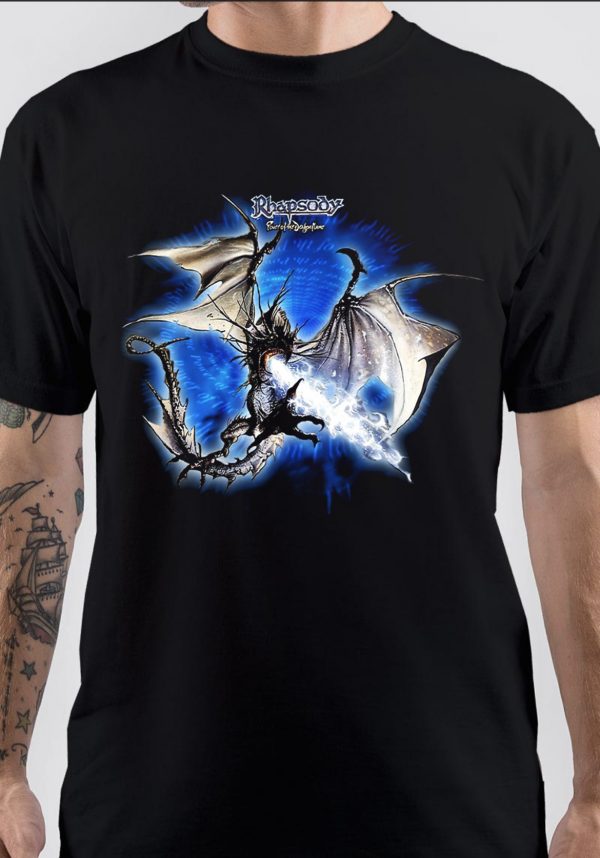 T-shirt Rhapsody Of Fire Flames Of Revenge – Unisexe, Noir, Tailles S à 5XL