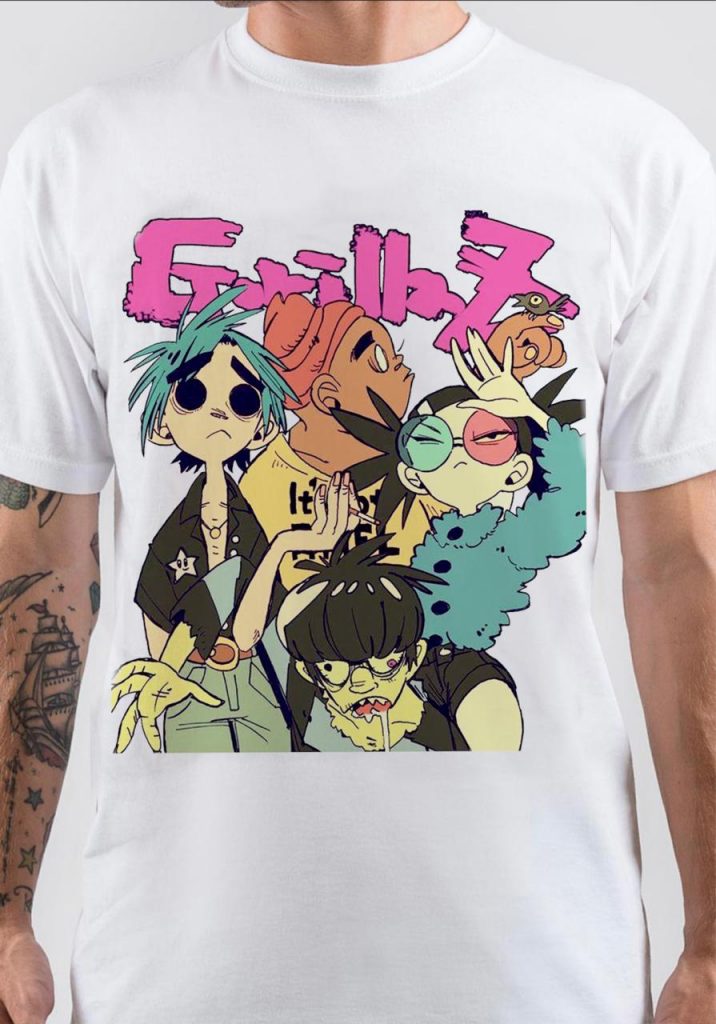 T-shirt Officiel Gorillaz 'Red Logo' - Noir - Manches Courtes Coton - Neuf Avec étiquettes