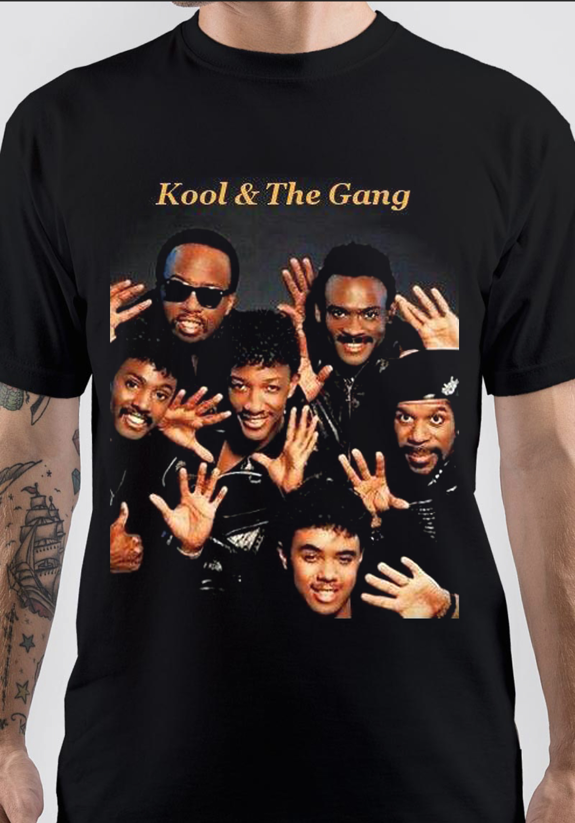 T-shirt Uomo Kool & The Gang – 100% Cotone, Nera, Con Stampa Grafica, Taglie S-3XL