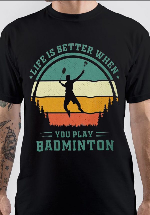 Badminton Black T-Shirt