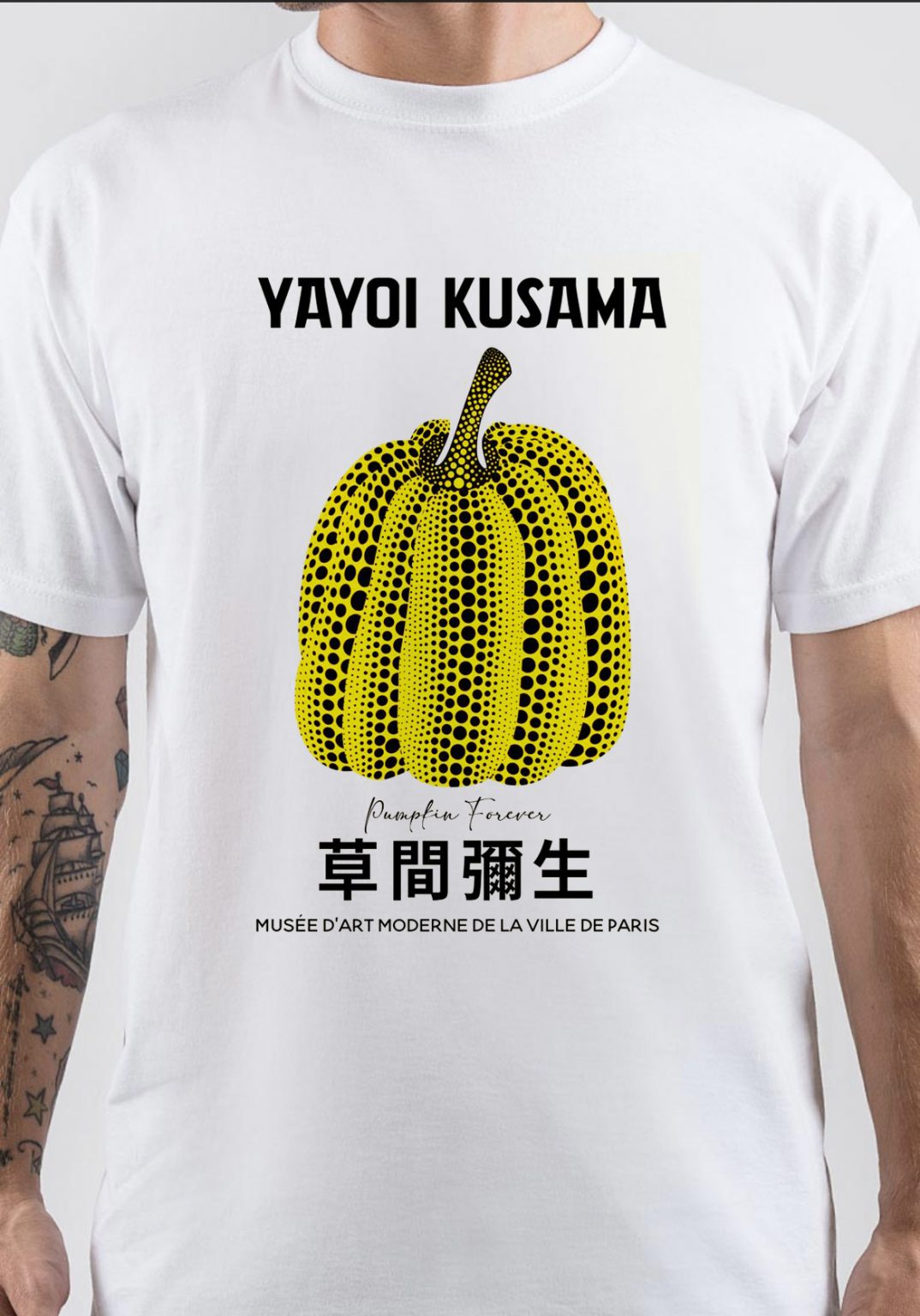 T-shirt Artistique Yayoi Kusama - Imprimé Citrouille, Multicolor, Coton, Tailles S à 3XL