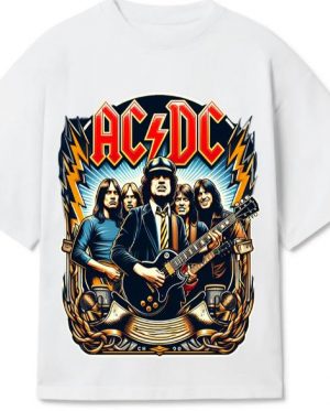AC DC White Oversized T-Shirt