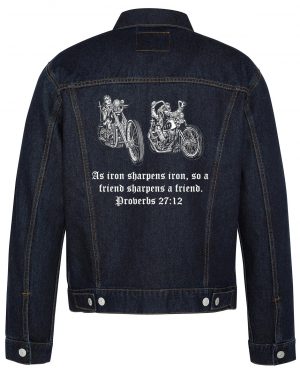 As Iron Sharpens Iron Biiker Denim Jacket