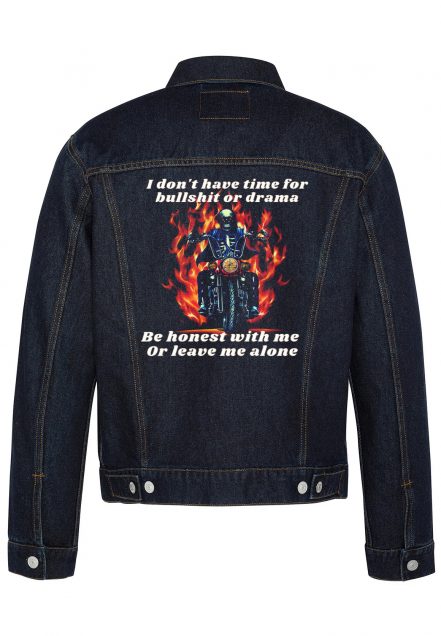Be Honest With Me Or Leave Me Alone Biker Denim Jacket
