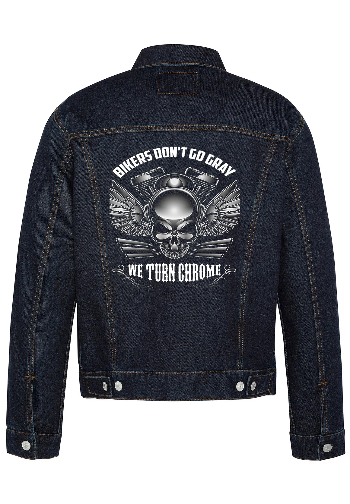 Bikers Don't Go Gray Biker Denim Jacket