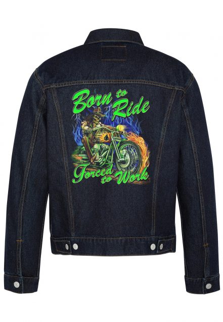 Born To Ride Biker Denim Jacket2