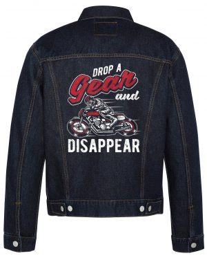 Drop A Gear And Disappear Biker Denim Jacket