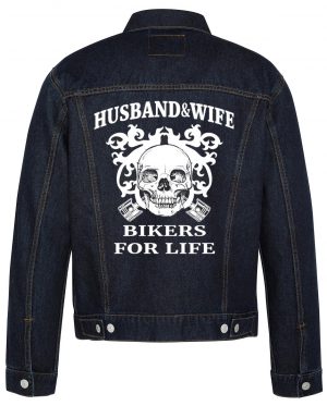 Husband $ Wife Bikers For Life Biiker Denim Jacket