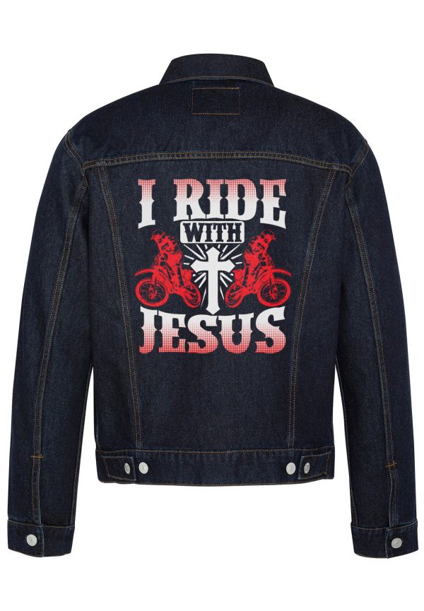 I Ride With Jesus Biker Denim Jacket