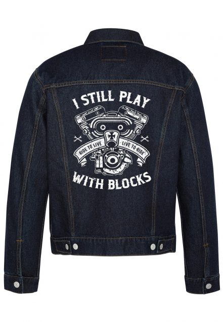 I Still Play With Blocks Biker Denim Jacket