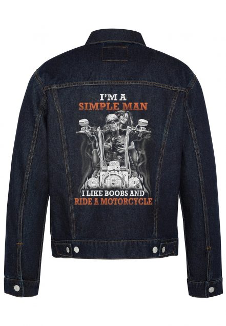 I'm A Simple Man Biker Denim Jacket