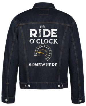 It's Ride O'Clock Some Where Biker Denim Jacket