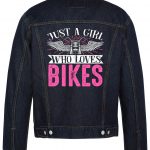 Just A Girl Who Loves Bikes Biker Denim Jacket