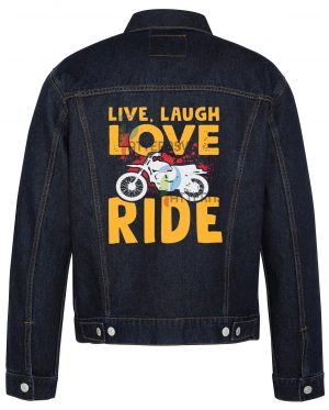 Live Laugh Love Ride Biker Denim Jacket